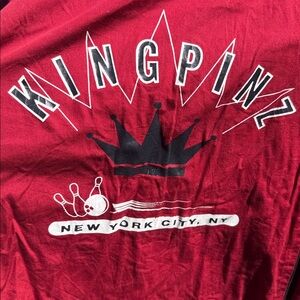 Vintage Maroon Bowling Shirt L Kingpinz New York City, NY Cotton
